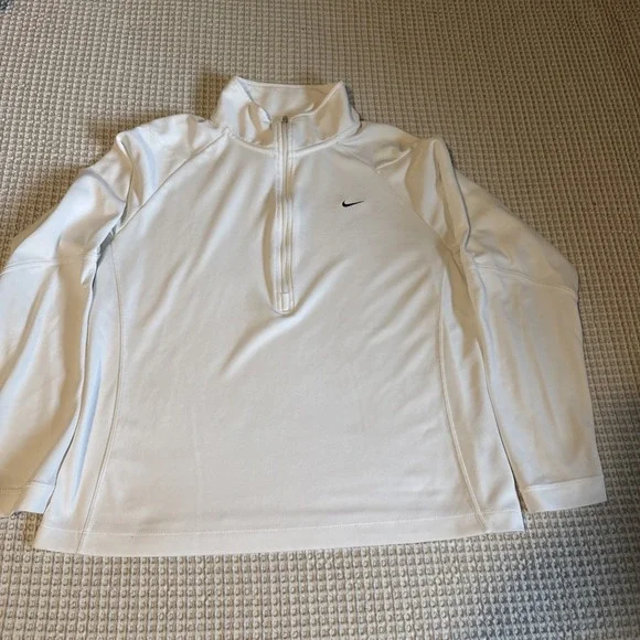 Nike Running Dri Fit 1/4 Zip Pullover White Collared Women's Size XL - Picture 1 of 4